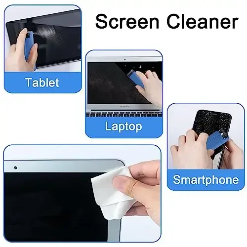 Screen Cleaner Touchscreen Mist Spray, walrfid Cleaning Kit for Electronic Smart Phone TV, Laptop, Tablet, PC, Computer LCD Flat Screens, Eyeglasses, Compatible with iPhone iPad MacBook Pro - DarkBlue - 4
