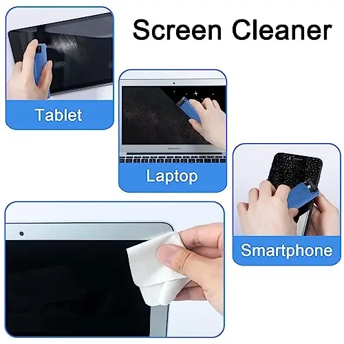 Screen Cleaner Touchscreen Mist Spray, walrfid Cleaning Kit for Electronic Smart Phone TV, Laptop, Tablet, PC, Computer LCD Flat Screens, Eyeglasses, Compatible with iPhone iPad MacBook Pro - DarkBlue - 4