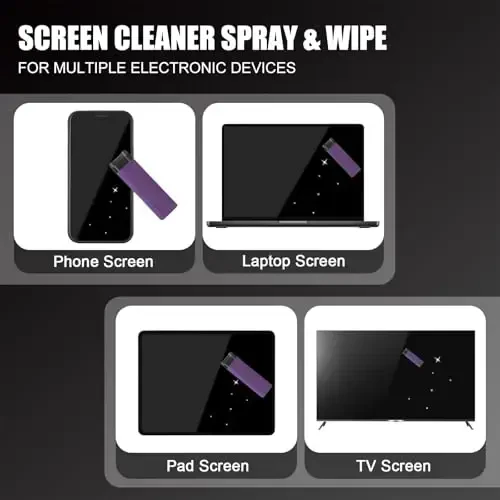 walrfid Car Screen Cleaner, Computer Screen Cleaner Spray and Wipe, Laptop Cleaning Mist Kit for Electronic iPad, iPhone, Phone, MacBook, TV, Monitor Display, with Black Graffiti Case - Purple - 4