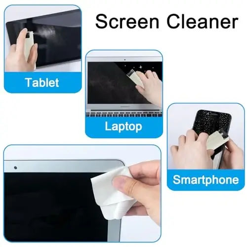 Walrfid Avtomobil Ekran Tozalagich Spreyi, Elektron To'qimal Ekran Tuman Tozalash Cho'tkasi To'plami TV, Noutbuk, iPad, iPhone, Mobil Telefon, MacBook Pro, Planshet, PC, Kompyuter, Monitor, LCD Ekranlar, Ko'zoynaklar Uchun - Krem - 1