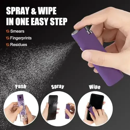 walrfid Car Screen Cleaner, Computer Screen Cleaner Spray and Wipe, Laptop Cleaning Mist Kit for Electronic iPad, iPhone, Phone, MacBook, TV, Monitor Display, with Black Graffiti Case - Purple - 3