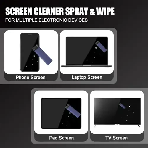 walrfid Car Screen Cleaner Spray and Wipe, Laptop Touchscreen Mist Cleaning Kit for Electronics Computer, iPad, Cellphone, MacBook, TV, Monitor, Tablet Display, with Black Graffiti Case - Dark Blue - 4