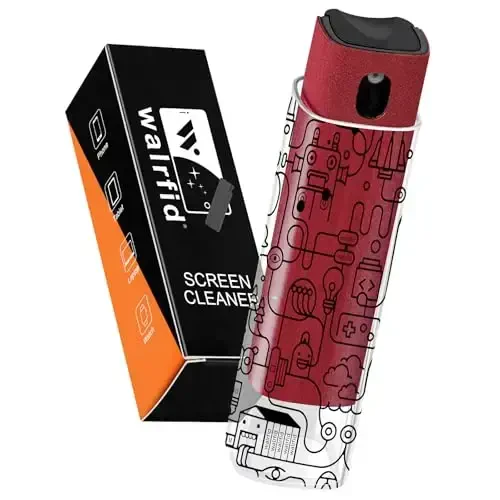 walrfid Car Screen Cleaner Spray and Wipe, Laptop Touchscreen Mist Cleaning Kit for Electronics Computer, iPad, Cellphone, MacBook, TV, Monitor, Tablet, Kindle Display, with Black Graffiti Case - Red - 1