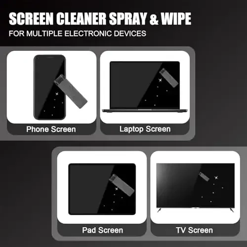 walrfid Car Screen Cleaner Spray and Wipe, Laptop Touchscreen Mist Cleaning Kit for Electronics Computer, iPad, CellPhone, MacBook, TV, Monitor, Tablet, Kindle Display, with White Graffiti Case - Grey - 4