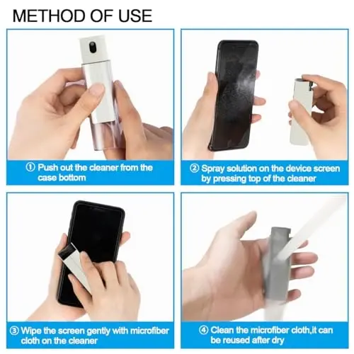 Walrfid Car Screen Cleaner Spray, Electronic Touchscreen Mist Cleaning Brush Kit for TV, Laptop, iPad, iPhone, Cellphone, MacBook Pro, Tablet, PC, Computer, Monitor, LCD Screens, Eyeglasses - Cream - 4