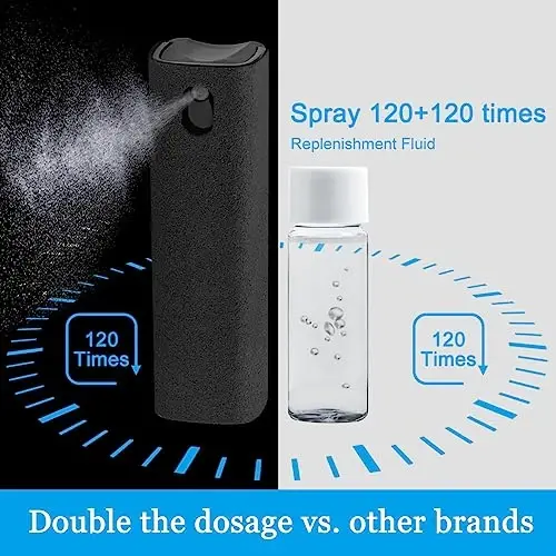 walrfid Screen Cleaner Touchscreen Mist Spray, walrfid Cleaning Kit for Electronic Smart Phone TV, Laptop, Tablet, PC, Computer LCD Flat Screens, Compatible with iPhone iPad MacBook Pro - Black - 5