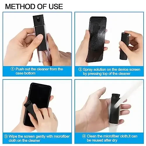 walrfid Screen Cleaner Touchscreen Mist Spray, walrfid Cleaning Kit for Electronic Smart Phone TV, Laptop, Tablet, PC, Computer LCD Flat Screens, Compatible with iPhone iPad MacBook Pro - Black - 3