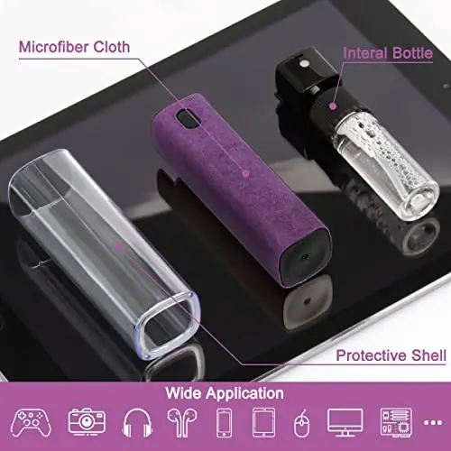 walrfid Screen Cleaner Spray and Wipe, Cleaning Kit for Electronic Smart Phone TV, Laptop, Tablet, PC, Computer Flat Screens, Eyeglasses, Compatible with iPhone iPad MacBook,Purple - WALRFID (1)