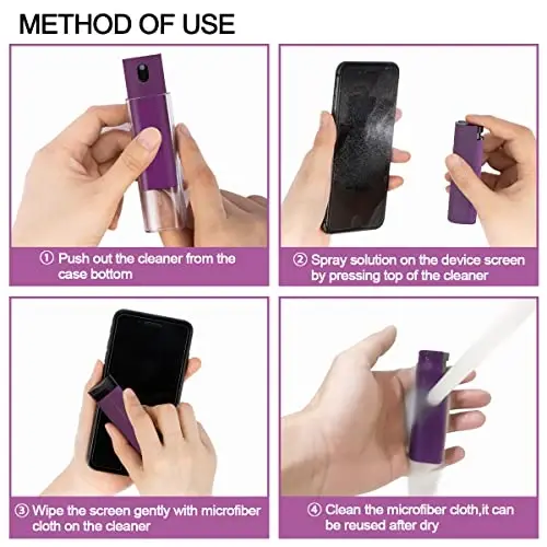 walrfid Screen Cleaner Spray and Wipe, Cleaning Kit for Electronic Smart Phone TV, Laptop, Tablet, PC, Computer Flat Screens, Eyeglasses, Compatible with iPhone iPad MacBook,Purple - 3