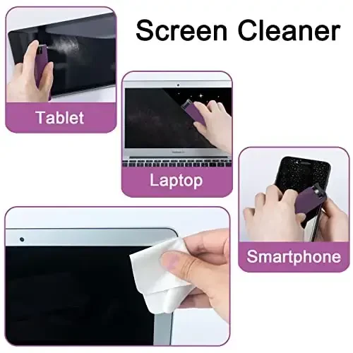 walrfid Screen Cleaner Spray and Wipe, Cleaning Kit for Electronic Smart Phone TV, Laptop, Tablet, PC, Computer Flat Screens, Eyeglasses, Compatible with iPhone iPad MacBook,Purple - 4