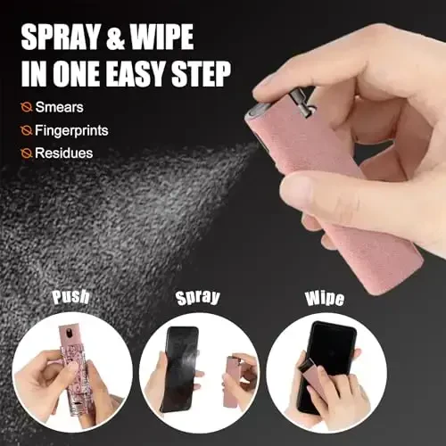 walrfid Graffiti Computer Screen Cleaner, Car Screen Cleaner Spray and Wipe, Electronic Cleaning Spray for Laptop iPad, iPhone, MacBook, TV, Monitor, Tablet Display, with Black Case - Pink - 3