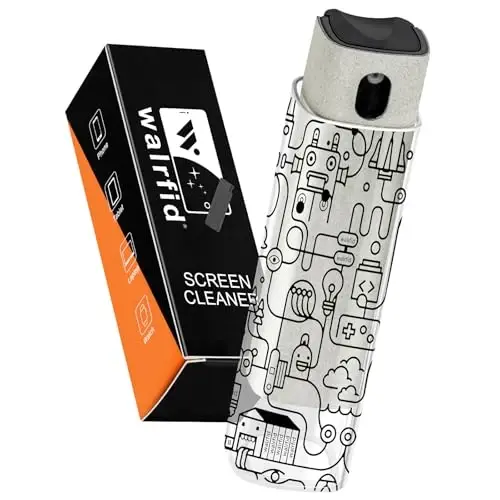walrfid Laptop Screen Cleaner, Car Screen Cleaner Spray and Wipe, Phone Cleaning Kit for Electronic Computer, iPad, iPhone, MacBook, TV, Monitor, Tablet, Car Display, with Black Graffiti Case - Cream - 1