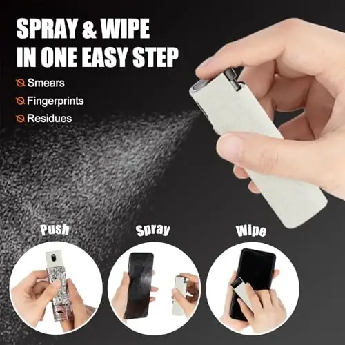 walrfid Laptop Screen Cleaner, Car Screen Cleaner Spray and Wipe, Phone Cleaning Kit for Electronic Computer, iPad, iPhone, MacBook, TV, Monitor, Tablet, Car Display, with Black Graffiti Case - Cream - 3