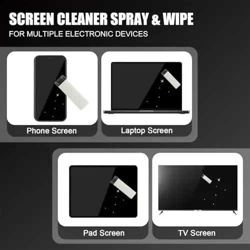 walrfid Laptop Screen Cleaner, Car Screen Cleaner Spray and Wipe, Phone Cleaning Kit for Electronic Computer, iPad, iPhone, MacBook, TV, Monitor, Tablet, Car Display, with Black Graffiti Case - Cream - 4