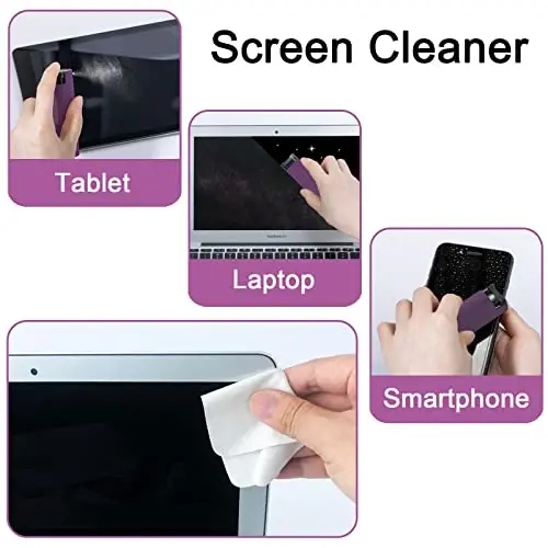 walrfid Screen Cleaner Spray and Wipe, Cleaning Kit for Electronic Smart Phone TV, Laptop, Tablet, PC, Computer Flat Screens, Eyeglasses, Compatible with iPhone iPad MacBook,Purple - 4