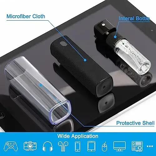 walrfid Screen Cleaner Touchscreen Mist Spray, walrfid Cleaning Kit for Electronic Smart Phone TV, Laptop, Tablet, PC, Computer LCD Flat Screens, Compatible with iPhone iPad MacBook Pro - Black - 2