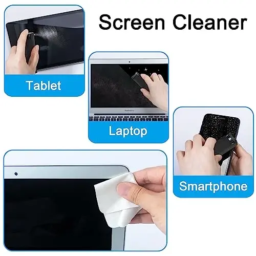 walrfid Screen Cleaner Touchscreen Mist Spray, walrfid Cleaning Kit for Electronic Smart Phone TV, Laptop, Tablet, PC, Computer LCD Flat Screens, Compatible with iPhone iPad MacBook Pro - Black - 4