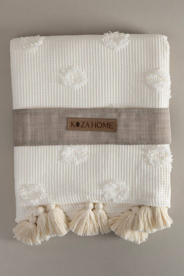 Wanda Cream Double Bed Fringe Throw 220x240 5025 - 9