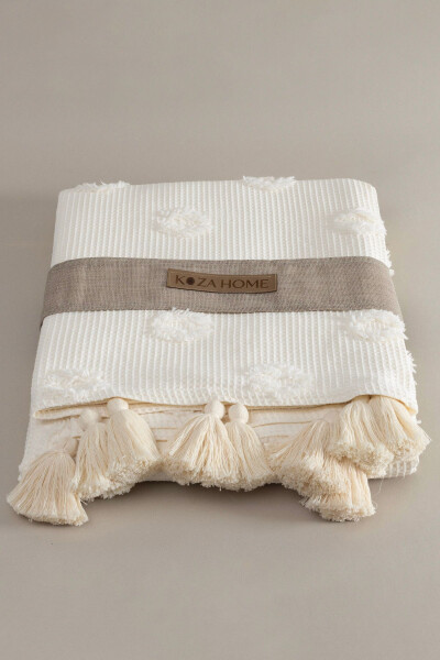 Wanda Cream Double Bed Fringe Throw 220x240 5025 - 14