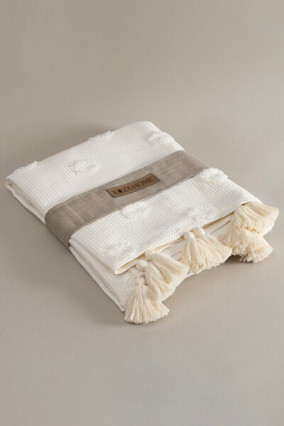 Wanda Cream Double Bed Fringe Throw 220x240 5025 - 15