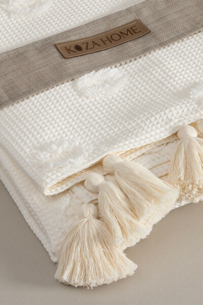 Wanda Cream Double Bed Fringe Throw 220x240 5025 - 16