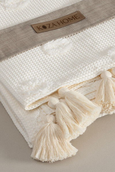 Wanda Cream Double Bed Fringe Throw 220x240 5025 - 8