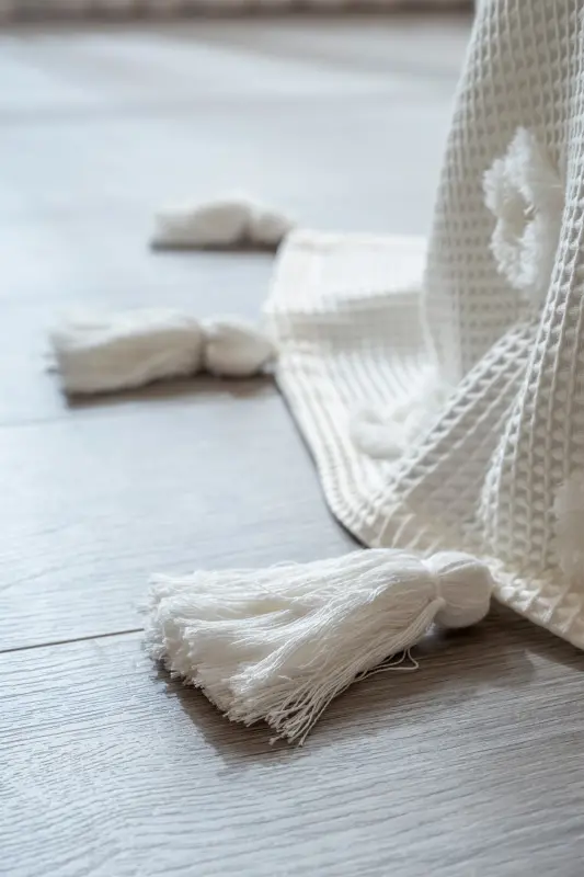 Wanda Cream Double Bed Fringe Throw 220x240 5025 - 4