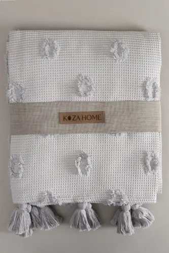 Wanda Gray Double Bed Fringe Throw 220x240 5025 - 7