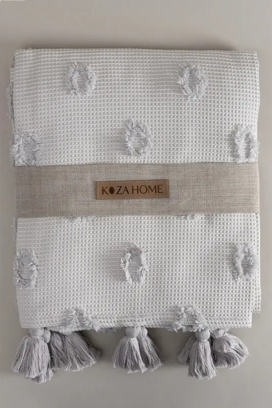 Wanda Gray Double Bed Fringe Throw 220x240 5025 - 7