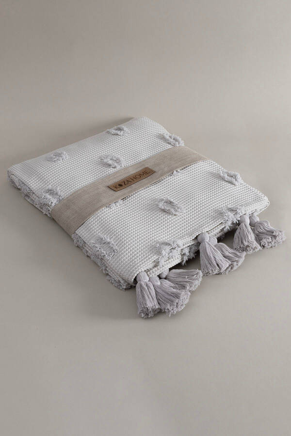 Wanda Gri Çift Kişilik Kenar Püsküllü Pike 220x240 5025-Gri - 15