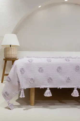 Wanda Lila Çift Kişilik Kenar Püsküllü Pike 220x240 5025 - Somon - 1