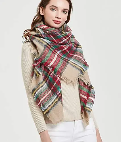 Wander Agio Ayollar Issiq Adyol Ro'mol Kvadrat Qishki Ro'mollar Katta Cheksiz Ro'mollar Chiziqli Plaid Ro'mol - 4