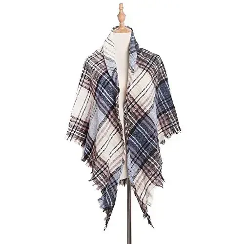 Wander Agio Ayollar Issiq Sharf Uchburchak Ro'mollar Qishki Sharflar Chiziqli Plaid Fichu Qo'pol Sirt - 2