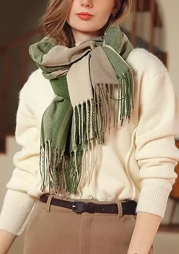 Wander Agio Ayollar Modasi Sharflari Uzun Kashemirga o'xshash Ro'mol Qishki Issiq Trikotaj Katta Püsküllü Plaid Sharf - WANDER AGIO (1)