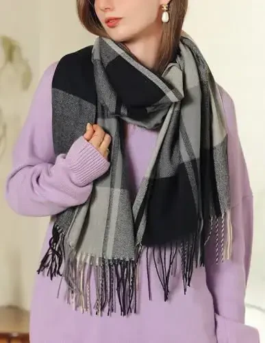 Wander Agio Ayollar Modasi Sharflari Uzun Kasmirga o'xshash Shol Qishki Issiq Trikotaj Katta Popukli Kvadrat Sharf - 4