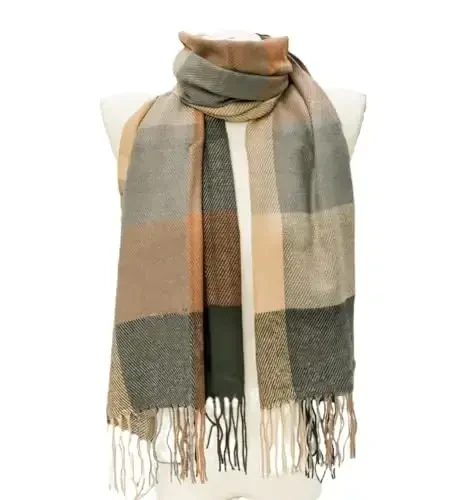 Wander Agio Ayollar Modasi Sharflari Uzun Ro'mol Qishgi Qalin Issiq Trikotaj Katta Katakli Sharf - 3