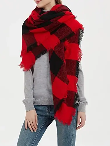 Wander Agio Ayollar uchun issiq adyol Sharf Kvadrat Qishki Ro'mollar Katta Infinity Sharflar Chiziqli Plaid Sharf - 5