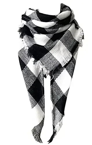 Wander Agio ayollar uchun issiq uzun ro'mol Qishki o'ralgan katta sharflar Trikotaj CasModazoneere Feel Plaid Triangle ro'mol - 1