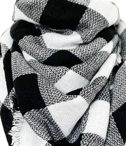 Wander Agio ayollar uchun issiq uzun ro'mol Qishki o'ralgan katta sharflar Trikotaj CasModazoneere Feel Plaid Triangle ro'mol - 8