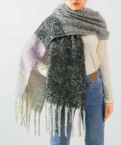 Wander Agio Ayollar uchun Qishki Issiq Sharf Uzun Ro'mol Katta Sharflar Sovuq Ob-havo Qalin Adyol Sharflar Ranglar mosligi - 3