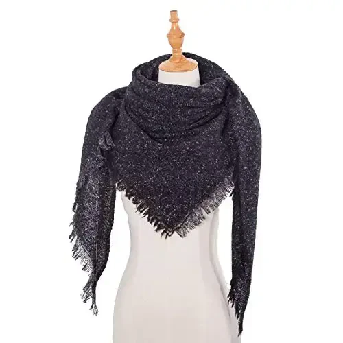 Wander Agio Womens Winter Scarfs Warm Scarf Half Shawls Triangle Scarves Stripe Plaid - 3