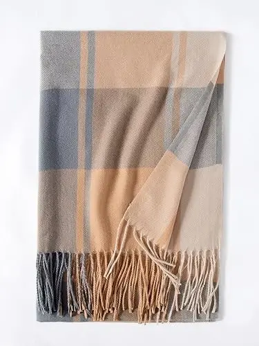Wander Agio Women's Fashion Scarves Long CasModazoneere Like Shawl Winter Warm Knit Large Tassel Plaid Scarf - 3