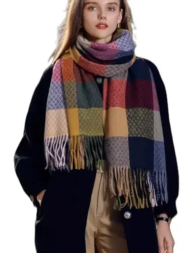 Wander Agio Women's Fashion Scarves Long CasModazoneere Like Shawl Winter Warm Knit Large Tassel Plaid Scarf 