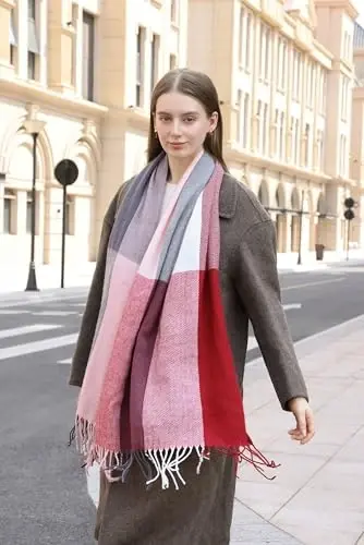 Wander Agio Women's Fashion Long Shawl Big Grid Winter Warm Lattice Large Scarf - WANDER (1)