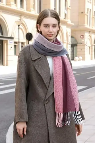 Wander Agio Women's Fashion Long Shawl Big Grid Winter Warm Lattice Large Scarf - 4
