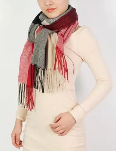 Wander Agio Women's Fashion Long Shawl Big Grid Winter Warm Lattice Large Scarf - 4