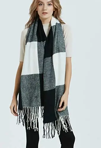 Wander Agio Women's Fashion Long Shawl Big Grid Winter Warm Lattice Large Scarf - 2