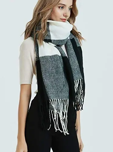 Wander Agio Women's Fashion Long Shawl Big Grid Winter Warm Lattice Large Scarf - 7