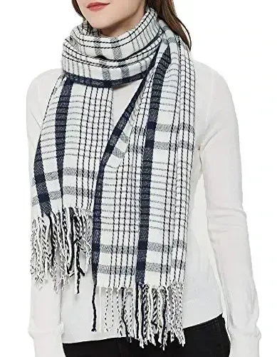 Wander Agio Women's Fashion Long Shawl Big Grid Winter Warm Lattice Large Scarf 