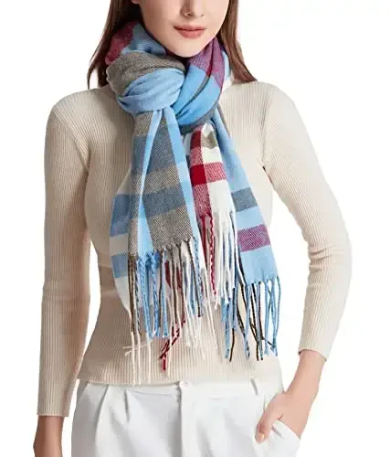 Wander Agio Women's Fashion Long Shawl Big Grid Winter Warm Lattice Large Scarf - 2